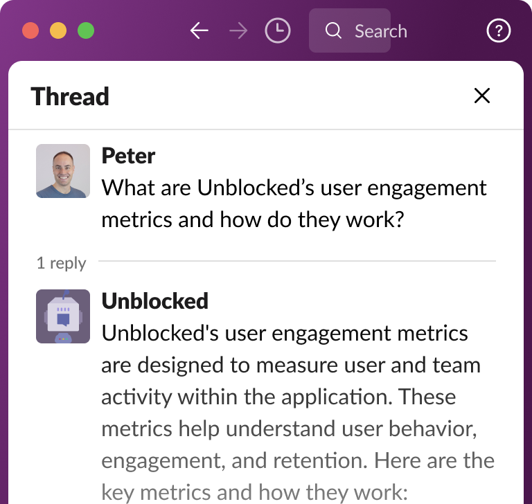 Slack integration screenshot